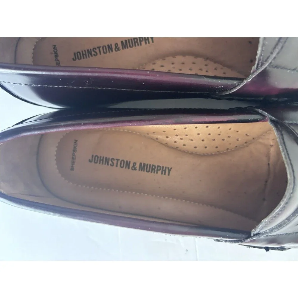 Johnston & Murphy Men's Burgundy Leather Penny Loafers US Size 10 M